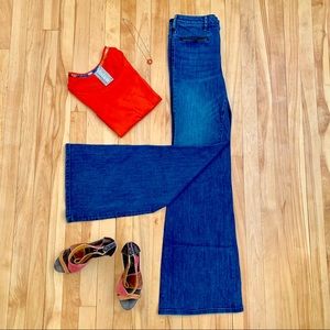 Pilcro Stet Flare Jeans w/ leather pocket detail